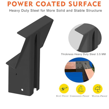 Swing Set Brackets 10", Bolt-Thru Construction Swing Set Hardware Kit with 3MM Thickness Steel for 4x4 Legs & 4x6 Beam, Wood End Bracket Maximum Protection of Children's Safety, Black 2 Pack - style: Black End Bracket