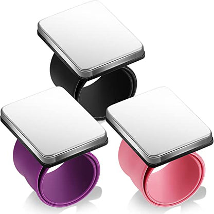 Jexine 3 Pcs Magnetic Pin Holder Magnetic Wristband for Hair Stylist Wrist Sewing Pincushion Hair Clips Collector Bobby Pin Magnet Holder for Braiding Quilting Supply (Square)