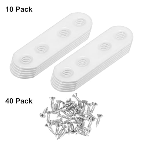 M METERXITY 10-Pack Flat Straight Brackets 2.17x0.71in, White - color: White, size: 55mm