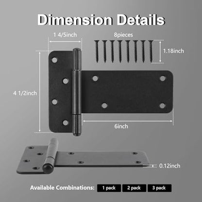 2 Pack 6" Door Hinges,280 Lbs Capacity Heavy Duty Gate Hinges - size: 6"- 2 pcs-Matte black