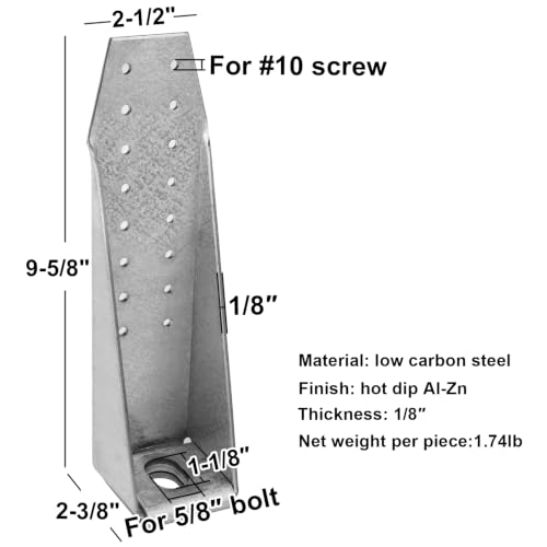 GBGS 6 PCS Deck Tension Tie Bracket,Holdown Bolted,1/8" Thick