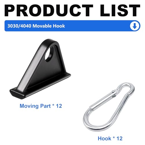 12 Pack 3030/4040 Extrusion Sliding Hook Black - color: Black, size: 30/40-Sliding Hook