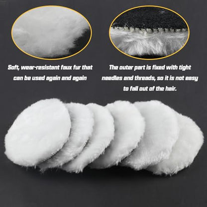 6 Piece 4 Inch Wool Buffing Pad, for Car Polishing and Waxing
