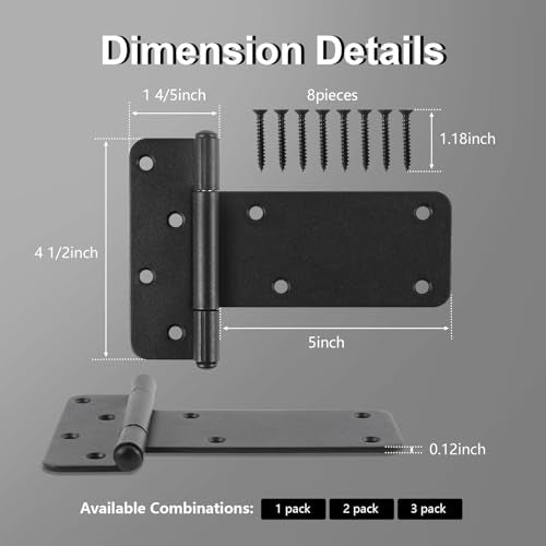4 Pack 5" Door Hinges,260 Lbs Capacity Heavy Duty Gate Hinges - size: 5"- 4 pcs-Matte black