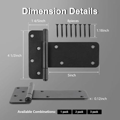 2 Pack 5" Door Hinges,260 Lbs Capacity Heavy Duty Gate Hinges - size: 5"- 2 pcs-Matte black