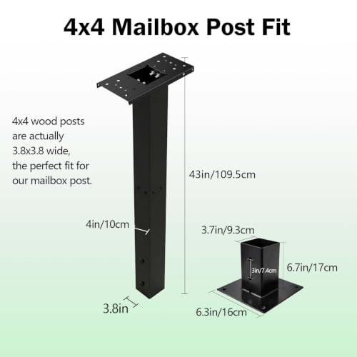 43" Heavy Duty Steel Mailbox Post with Base Plate