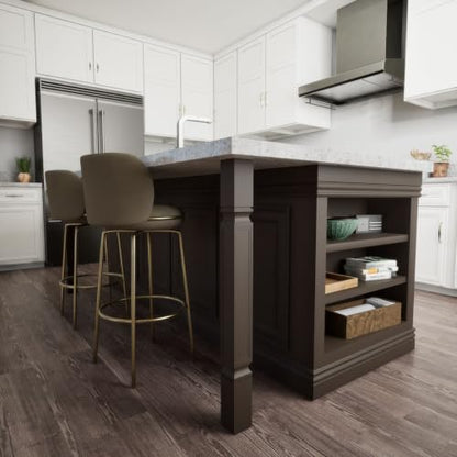 Ekena Millwork COL03X03X35KEAL Kent Raised Panel Cabinet Column (Top Block: 6 1/8", Bottom Block: 7 1/8"), 3 3/4"W x 3 3/4"D x 35 1/2"H, Alder - color: Alder, size: 3.75-in. W x 3.75-in. D x 35.5-in. H