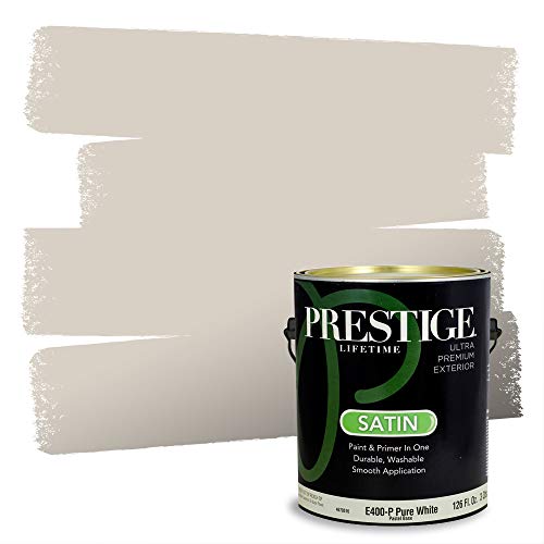 PRESTIGE Exterior Paint and Primer in One, Birch Bark, Satin, 1 Gallon - color: Birch Bark, size: 128 Fl Oz (Pack of 1)