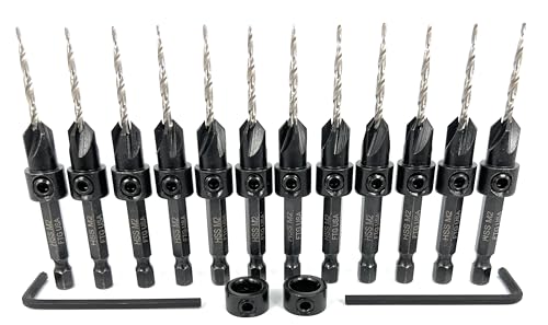FTG USA 12 Pc #4 (7/64") Countersink Drill Bit Set with Tapered Drill Bits - size: #4, style: Same Sort 12 Pc