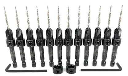 FTG USA 12 Pc #4 (7/64") Countersink Drill Bit Set with Tapered Drill Bits - size: #4, style: Same Sort 12 Pc