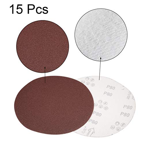 uxcell 15pcs 8" Hook and Loop Sanding Discs 80 Grit Aluminum Oxide - size: 80 Grit