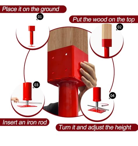 6x6 Screw Jack Post 14.5" - 18.5" Adjustable House Floor Jacks 30k lbs Cap. - color: Red, size: 6" x 6" ( 2 PC )