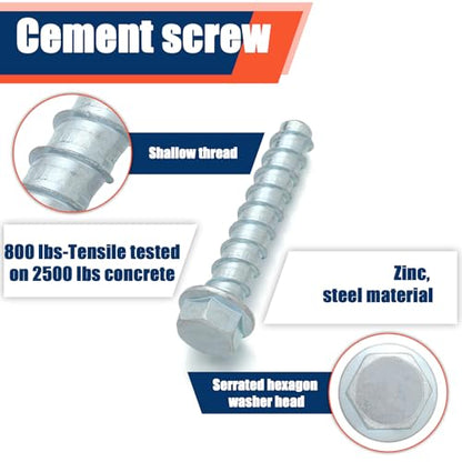 Tandefio 40 Pack 5/8 x 4 Concrete Anchors and Screw Kits Galvanized - size: 5/8" X 4"