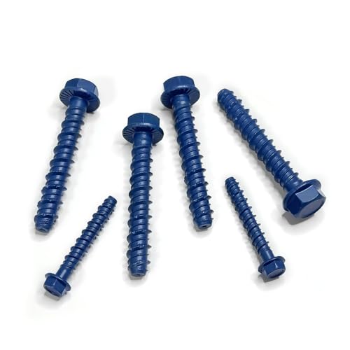 3/8 x 3 Heavy-Duty Hex Head Concrete Anchors, 15 PCS, Corrosion Resistant Blue Climaseal Coating, Outdoor Rated Use, Concrete Block and Masonry Brick Screws - size: 3/8 x 3"