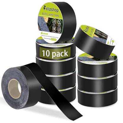 Joist Tape,1 5/8" x 50' Deck Joist Tape,Waterproof Seal Anti-Corrosion Butyl Tape,Flashing Tape for Deck, Joists, Beams Protection（10 Rolls） - style: 1 5/8"x 50'-10 Rolls