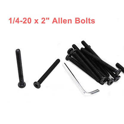 cSeao 12pcs Black 1/4-20 x 2 Socket Cap Screws Allen Head Bolts with One Hex Key - size: 1/4"-20 x 2" 12pcs