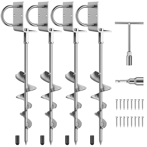 Phopich 16in Multi-Purpose Ground Anchors Screw in 4Pack - color: 18in-4pcs