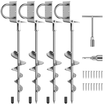 Phopich 16in Multi-Purpose Ground Anchors Screw in 4Pack - color: 18in-4pcs