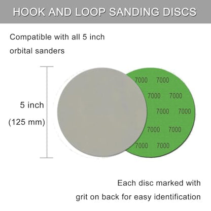 50Pcs 5 Inch Hook and Loop Sanding Discs, 7000 Grit Wet Dry Round Sandpaper - style: Grit 7000