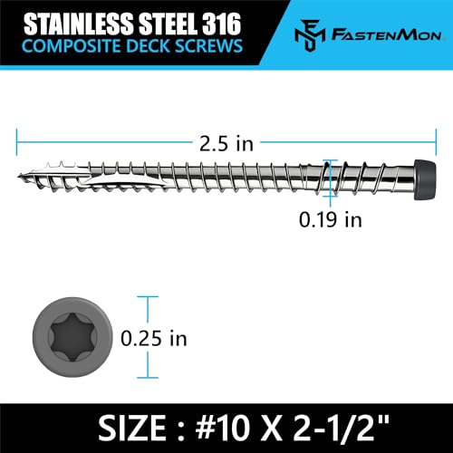 Composite Deck Screws, #10 x 2-1/2", 100PCS, Dark Gray - color: Dark Grey, size: #10 x 2-1/2"