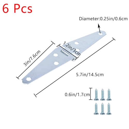 Geesatis 3" Strap Hinges Heavy Duty Gate Hinges,Iron,6Pcs Silver - color: Silver, size: 3inch(6Pcs)