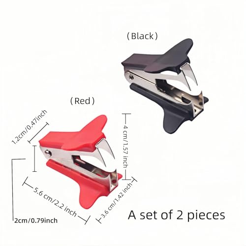 Staple Remover 2 Pack - Heavy Duty No Rip Design with Steel Teeth | Red & Black Set for Office, School, Bulletin Boards | Smooth Grip Puller