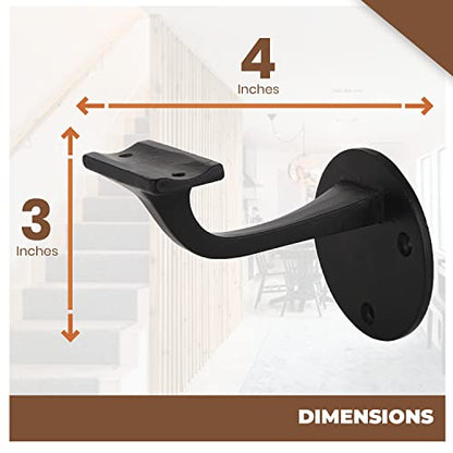 A29 Cast Iron Handrail Brackets, Set of 8, Heavy Duty, Black Powder Coat - size: Set of 8