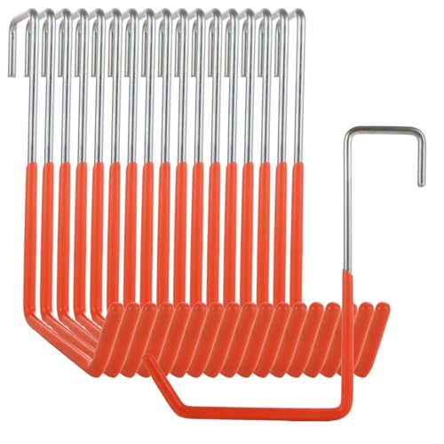 16 Pcs Rafter Hanger Hook Heavy Duty Large S Hooks, Vinyl Coated S Hook for Hanging Bikes, Ladders, Ropes, Tools (Orange)