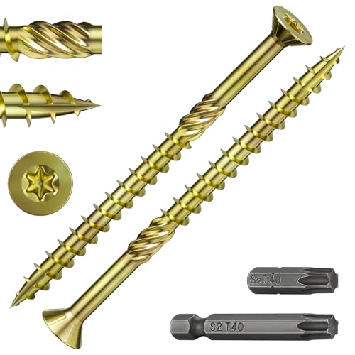 Wensilon 3/8 * 4-3/4" Yellow Deck Screws 22PCS 2lbs 10 * 120mm Lag Screws - color: Yellow, size: 3/8*4-3/4"