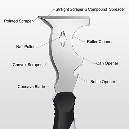 Mister Rui 3PC 10-in-1 Paint Scraper, MultiUse Putty Knife Tool, Hammer End