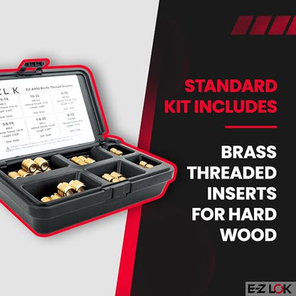 E-Z LOK Thread Insert Assortment Kit for Hard Wood, 6-32 to 0.375-16 - size: 6-32 to 3/8-16, style: Brass