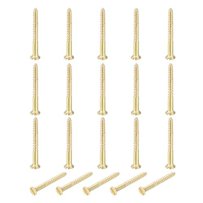 MECCANIXITY 20 Pcs Brass Screws, M2 x 20mm Solid Slotted Drive Flat Head Self-Tapping Wood Screw Fasteners for Woodworking Furniture Repair Photo Frame Drywall Home Appliances, Gold - size: M2 x 20mm
