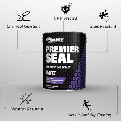 Premier Seal Non-Slip Concrete & Paver Sealer – Clear Anti-Slip Sealant for Pool Decks, Driveways & Garages - Matte Finish (1)