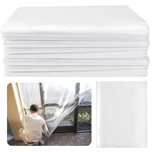 8 Pack Extra Large Plastic Drop Cloths for Painting Disposable Plastic Cover
