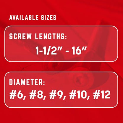 GRK Fasteners RSS™ 5/16 x 4 Rugged Structural Screws, Black, 25 PCS - size: 5/16" x 4"