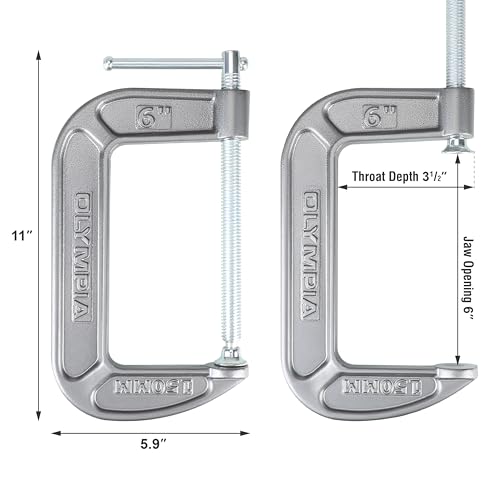 Olympia Tools C-Clamp, 38-146, (6" X 3.5") - size: 6-Inch x 3.5-Inch