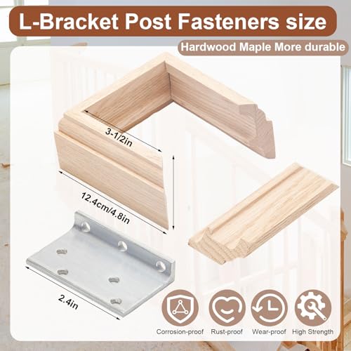 Blulu 2 Set 3-1/2" Newel Post Mounting Kit, Heavy Duty Angle Brackets - size: 3-1/2 Inch