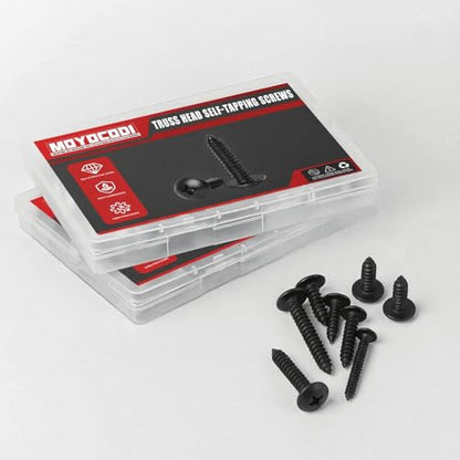 #14 x 2 (20 Pack) Truss Head Sheet Metal Screws Phillips Drive Self-Tapping Wood Screws, Black Oxide 304 Stainless Steel Screw (18-8), Corrosion Resistant Screws - size: #14 x 2"