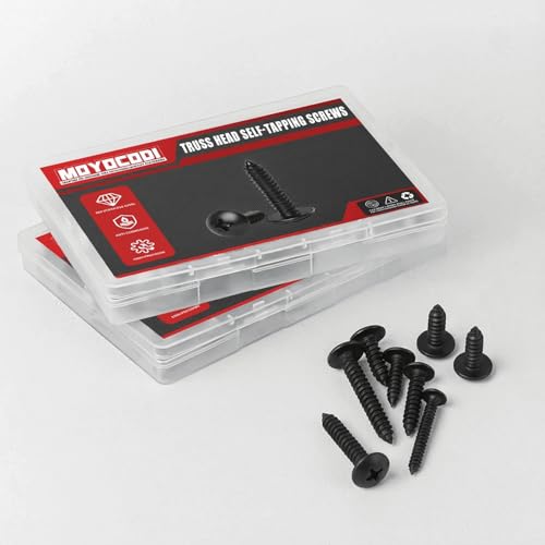 #8 x 1 (50 Pack) Truss Head Sheet Metal Screws Phillips Drive Self-Tapping Wood Screws, Black Oxide 304 Stainless Steel Screw (18-8), Corrosion Resistant Screws - size: #8 x 1"