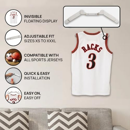 Wall Mount Display | Damage-Free Adjustable Hanger for Jerseys - color: White
