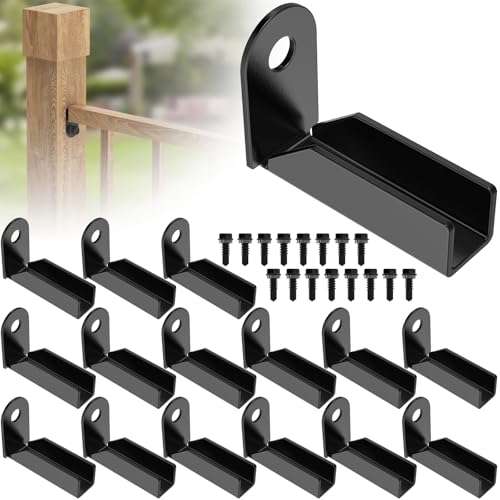 Black Carbon Steel 1"x1" Square Rail Fence Connector Brackets - size: 16 Pieces