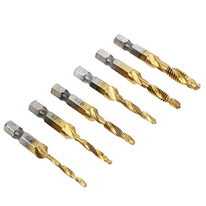 13 Pack Titanium Drill Tap Bit Set, SAE Metric Tap Drill Bits for Metal