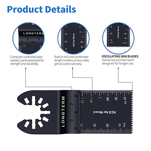 LONGTERM 100-Piece Long-Tooth Oscillating Wood Blades, Quick-Release OIS, for Hardwood/Softwood/MDF/Plywood - style: 100PCS