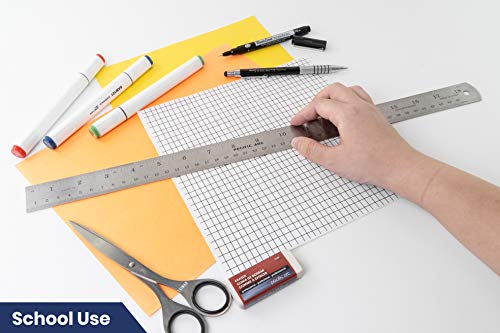 Pacific Arc 18 Inch Stainless Steel Ruler with Inch/Metric Conversion Table - style: 18 In