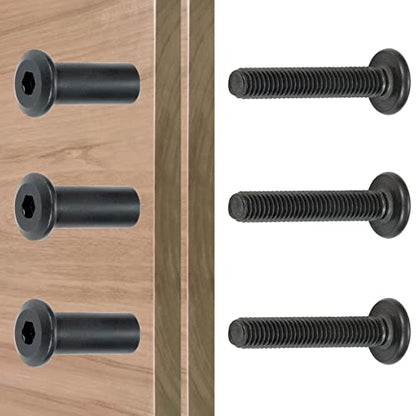 40 Sets Black Furniture Connector Bolts M6x35mm Binding Screws for Wood - color: M6x35mm-Black-D
