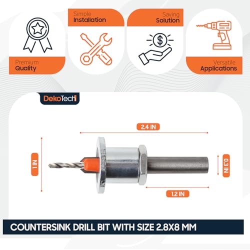 Adjustable Countersink Drill Bit Set 8-10mm Shank, Carbide-Tipped, 90° Angle with 2.8-3mm Depth Adjustment for Ultimate Precision and Versatility in Woodworking and DIY Drilling (2.8x8mm (3 Pack)) - style: 2.8x8mm (3 Pack)