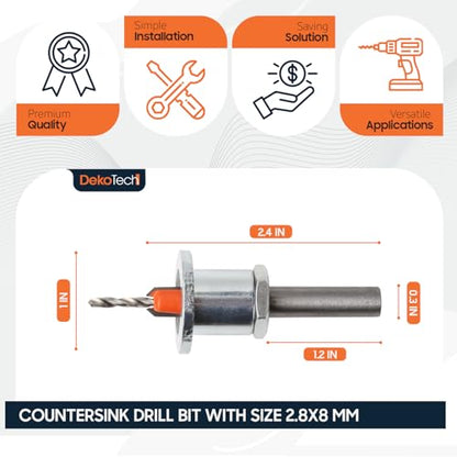 Adjustable Countersink Drill Bit Set 8-10mm Shank, Carbide-Tipped, 90° Angle with 2.8-3mm Depth Adjustment for Ultimate Precision and Versatility in Woodworking and DIY Drilling (2.8x8mm (3 Pack)) - style: 2.8x8mm (3 Pack)