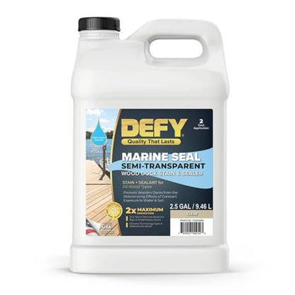 DEFY Marine Seal Marine Sealer - Semi-Transparent Waterproof Wood Sealer for Docks, Clear - 2.5 Gallon - color: Clear, size: 2.5 Gallon