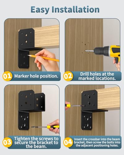 4x4 Hanger Bracket, T Post Caps Brackets for Wood, Black-4PCS - color: Black-4PCS