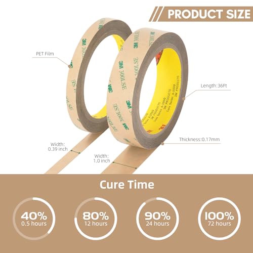 3M 300LSE Double Sided Tape 0.39" x 36 Ft, Clear Mounting Tape, 1 Pack - size: 0.39"x36Ft